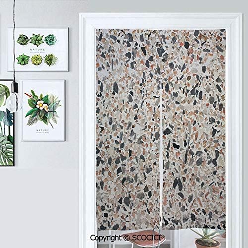 AmorFash Design Japanese Traditional Doorway Curtain 34"x 57" Seamless Sand and Small Gravel Stones Texture Background, Exposed Aggr Door Curtain for Kitchen Bistro Partition Shading Home Decorative