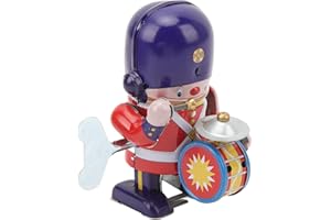 Depisuta Tinplate Wind Up Figure Toy, Vintage Metal Tin Drumming Robot Wind Up Dancing Robot Drumming Decorative Figurine Toy