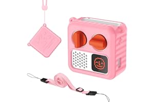 CASEBOT Fintie Silicone Sleeve Case for Yoto Mini Player (2024 Edition), Anti-Slip Protective Skin Cover for Kids Audio Speaker with Wrist Lanyard and Shoulder Strap, for Boys & Girls, Pink