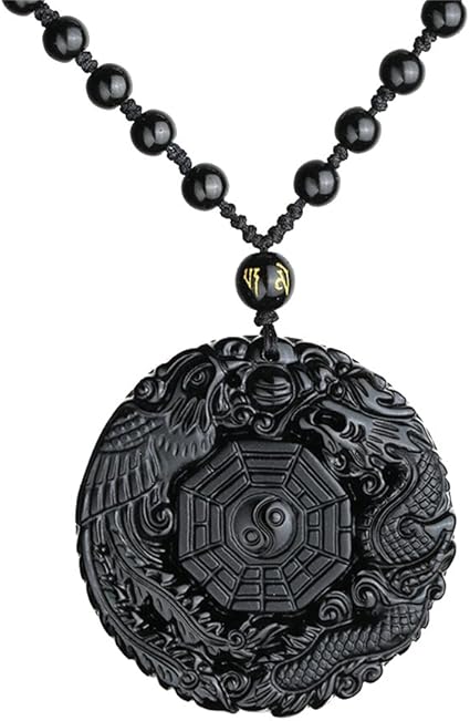 Natural Black Obsidian Pendant Necklace 