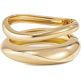 KunJoe Gold Bangle Bracelets for Women Wide Chunky Cuff Bracelet Stack Trendy Open Adjustable Twist Cuff Bangle Jewelry ﻿