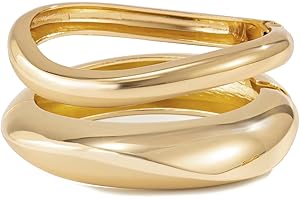 KunJoe Gold Bangle Bracelets for Women Wide Chunky Cuff Bracelet Stack Trendy Open Adjustable Twist Cuff Bangle Jewelry ﻿