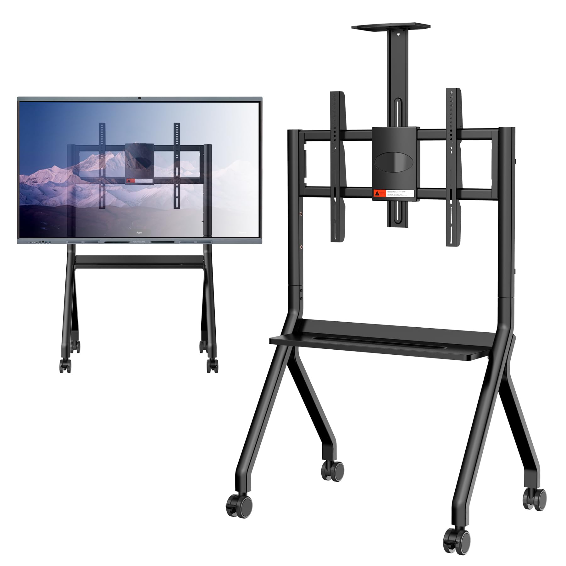 Photo 1 of NORQIN Mobile Smart Board Stand for Interactive Whiteboard 42-75 Inch, Lockable Wheels, Height Adjustable Stand, Easy Move, Stable, Holds up to 176lbs, for Office Classroom Home (Black)