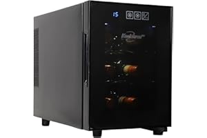 Koolatron 6 Bottle Wine Fridge – Freestanding Wine Cooler with Glass Door, 0.6 cu ft (16 L) Beverage Can Refrigerator, Digital Temperature Control, Ideal for Red, White & Sparkling Wine, Champagne