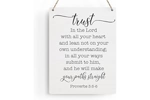 BELLOWDEER Inspirational Scripture Wall Art Bible Verses Proverbs 3:5-6 Wall Decor Christian Decor Painting Prayer Room Decor Hanging Sign Motivational Gift Home Office Nursery Artwork Decoration 8x10 Inches
