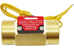 GREDIA G3/4" Hall Effect Liquid Water Flow Switch Control Flowmeter Counter Meter for Humidifier Water Dispenser Shower Water Heater Copper BSP Male Thread 1-50L/Min