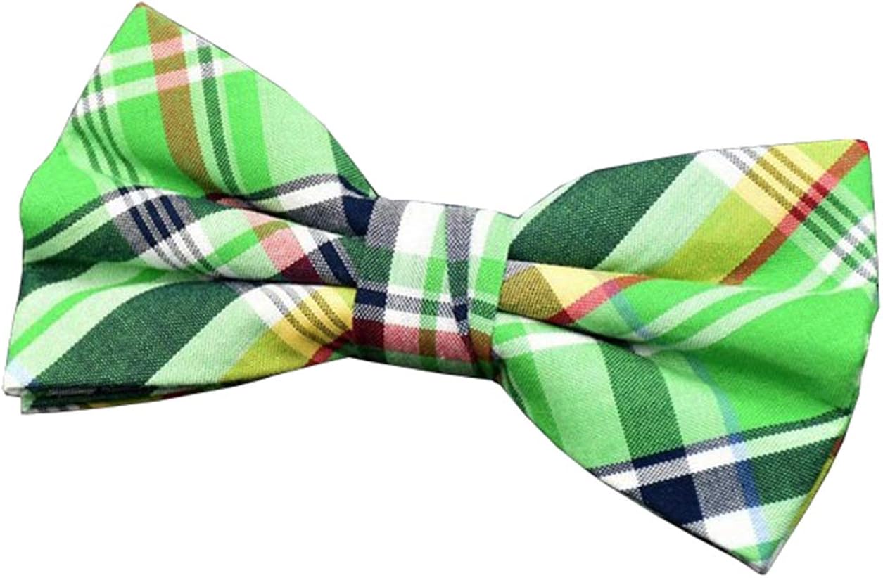 MENDENG Mens Cotton Mixed Color Plaid Adjustable PreTied Bow Ties