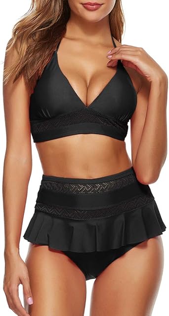 high waisted bikini skirt set