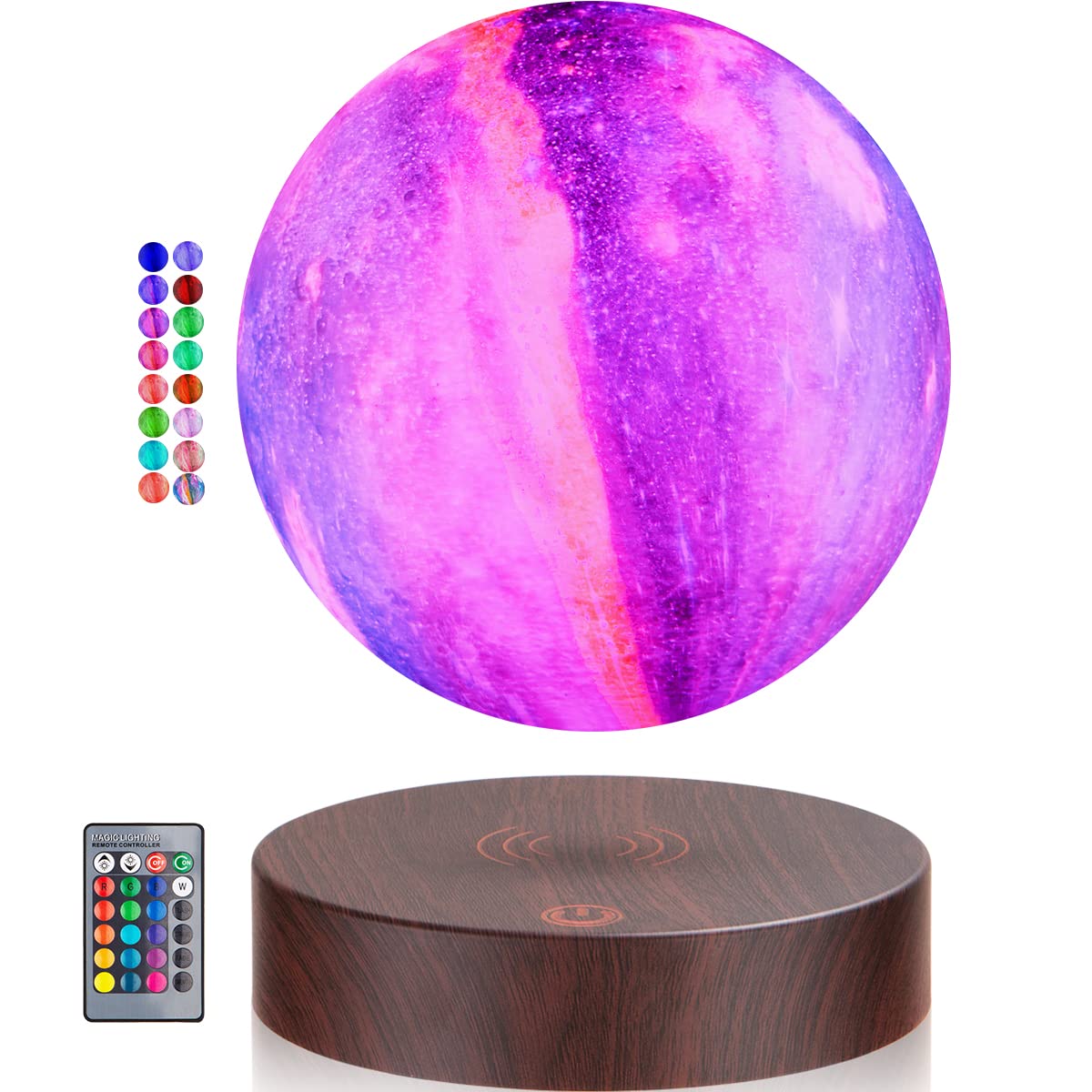 DIDWI Levitating Moon Lamp, Magnetic Floating Galaxy Moon Light with 16 Colors LED Lighting, Spinning 3D Moon Lamp Rotating Night Lights for Room Decor, Office Desk Toys, Creative Gifts