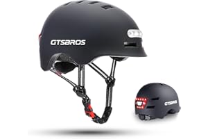 GTSBROS Bike Helmets for Adults - Front and Rear LED Lights Adjustable Bicycle Helmet for Adults Men Women Scooter Helmet for Commuting, Road Biking, Skating, Scooter