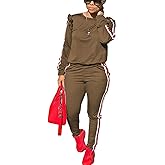 Akmipoem Women's 2 Piece Outfits Ruffle Sleeve Sweatshirt and Pants Sweatsuits Set Tracksuits