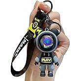 YOU WIZV Astronaut Keychain, Cute Kawaii Anime Cool Keychains for Backpacks, Space Keychains with Sunset Light for Women Men