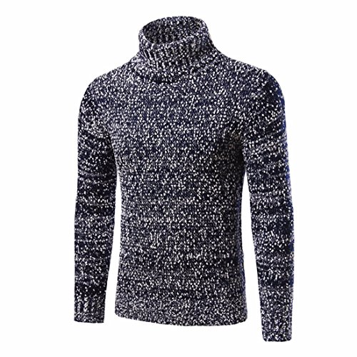 Winter men's men's slim turtleneck sweaters,Tibet Navy,L-YU&XIN