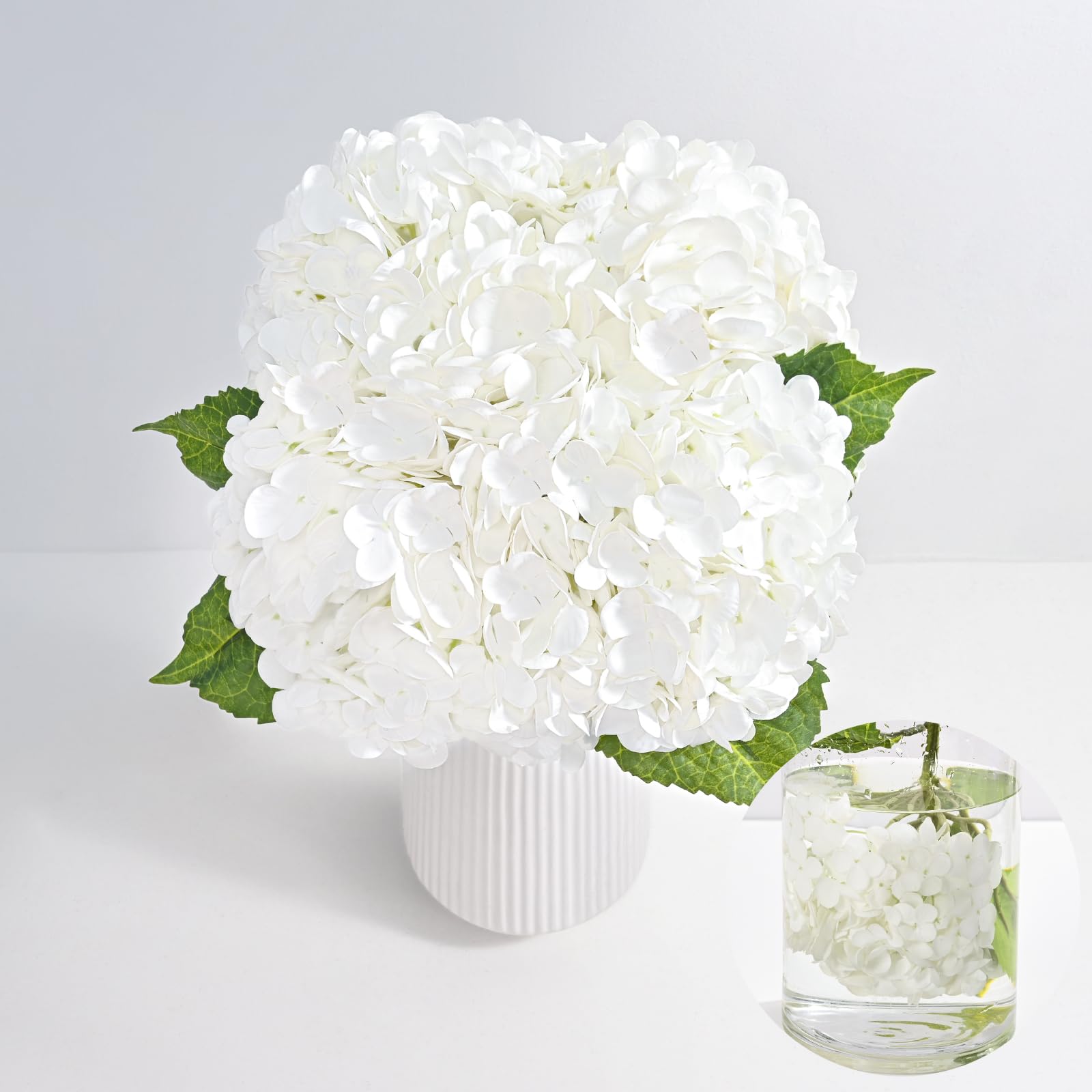 Photo 1 of MARTINE MALL 4Pcs 21in Hydrangea Artificial Flowers, Latex Real Touch Hydrangeas Lifelike Large Hydrangea Flowers for Home Decor Party Arrangements Wedding Bouquets Centerpieces (White)