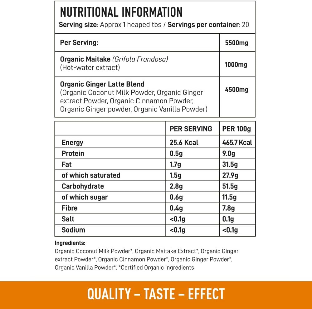 Mushrooms 4 Life Organic Maitake Ginger Latte, 0.11 kg, Beige - Image 4