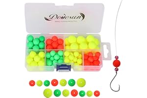 Dovesun 220/104/80/54/42/52pcs Fly Fishing Floats Bobbers Foam Pompano Rigs Surf Fishing Rig Floats Bright Color Round, Bullet, Cylindrical, Spin, Pill with Tackle Box
