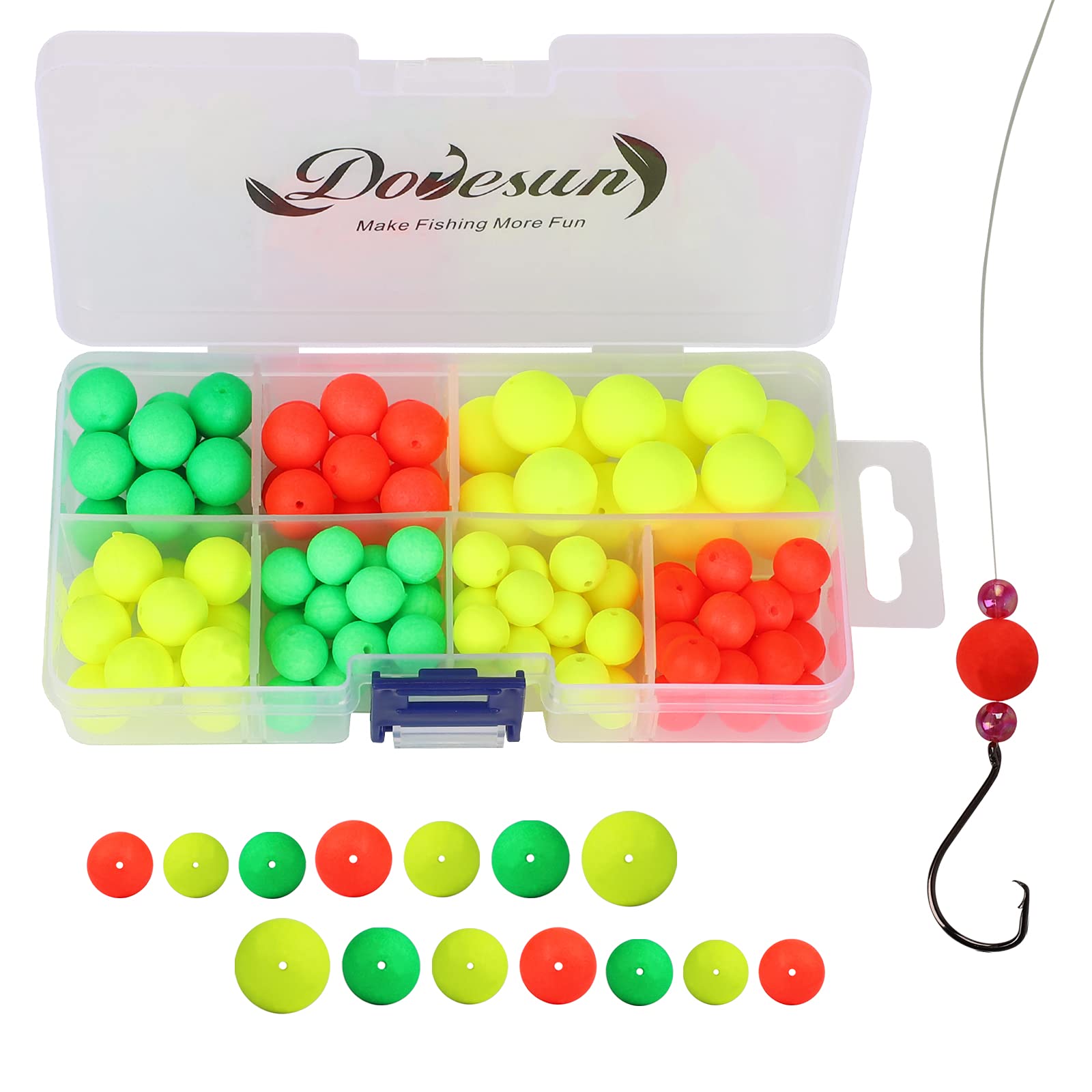 Dovesun Foam Floats Pompano Rigs Fishing Rig Floats Fly Fishing Floats Bright Color Round with Tackle Box 104PCS โ image 1