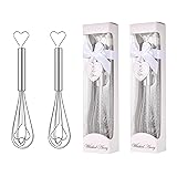2 Pcs Heart Shaped Egg Beater Mini Stainless Steel