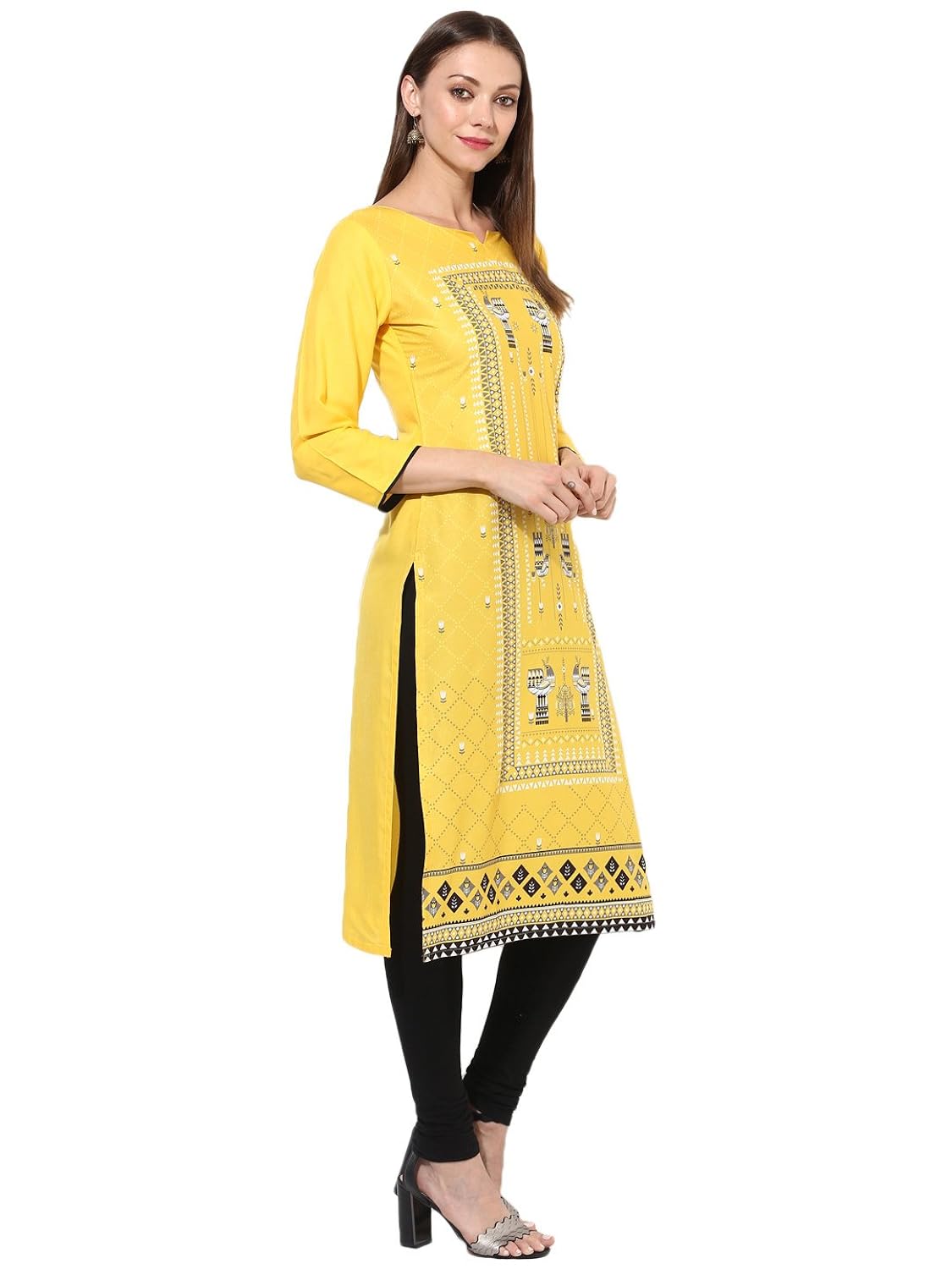 vaamsi crepe digital printed kurti(vpk1441_yellow_free size)