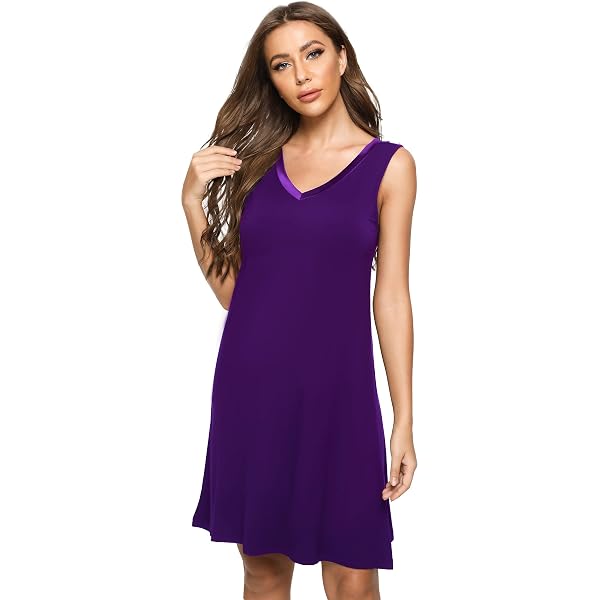 NACHILA Women's Nightgown - Viscose Bamboo Sleep Dress, Short Sleeve V-Neck, Sizes S-4XL - View #9