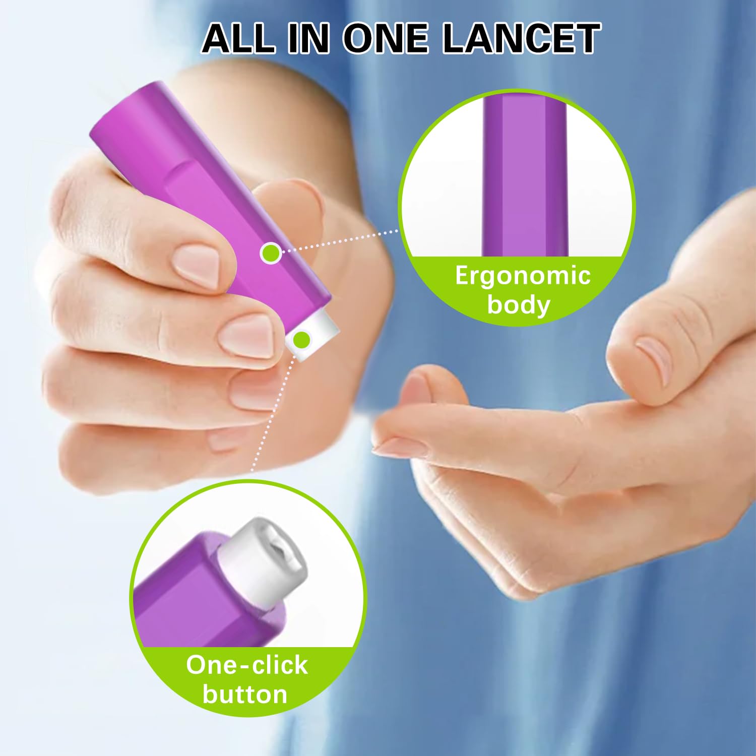 Pressure Activated Safety Lancets, 100 Count, Sterile, Single Use and Gentle for Comfortable Testing(28 G)