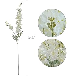 MINYULUA 6pcs Artificial Delphinium Flowers White