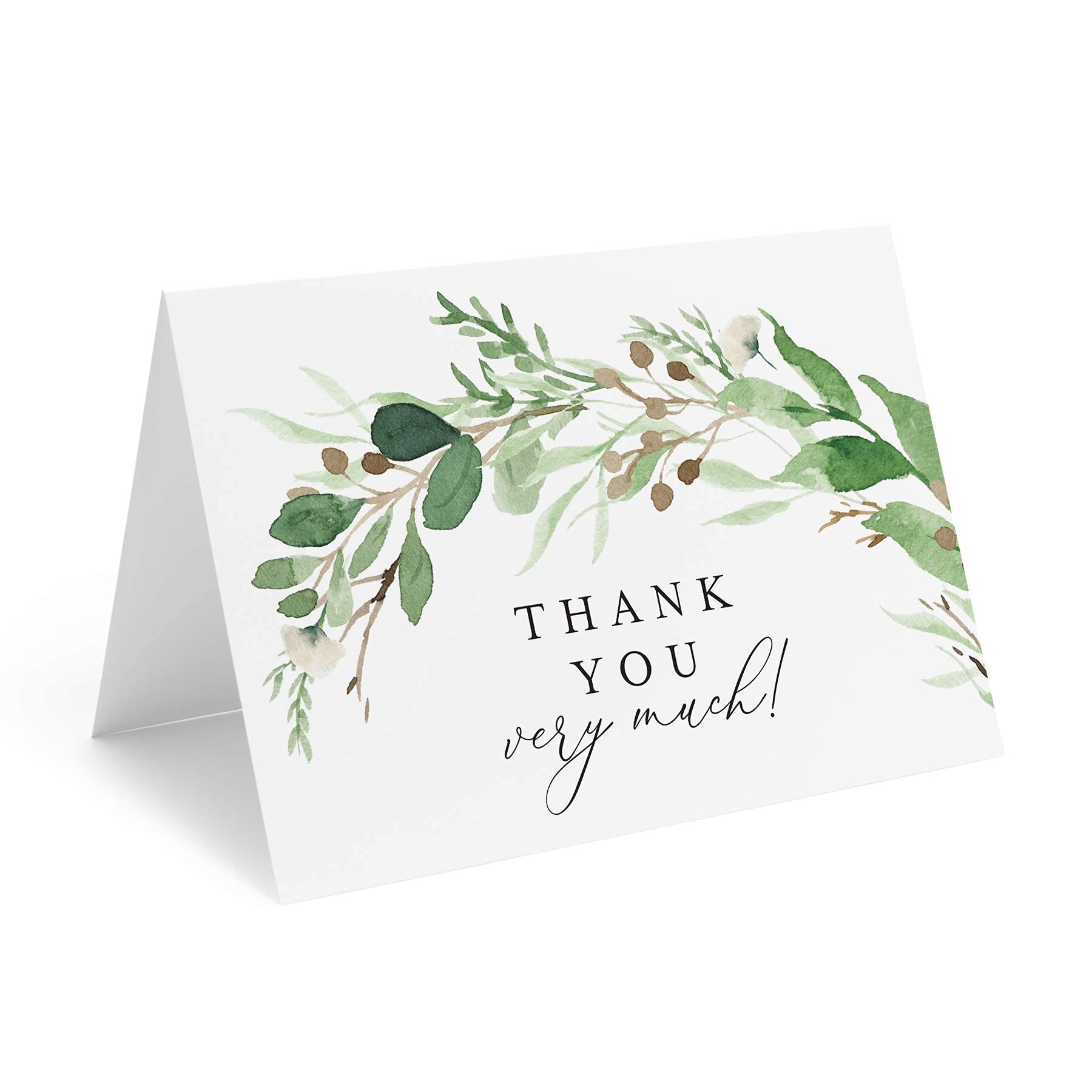 Bliss Collections Eucalyptus Greenery Thank You Cards with Envelopes, Pack of 25, 102 x 152 mm Folded, Tented, Bulk, Perfect for: Wedding, Bridal Shower, Baby Shower, Birthday or Special Event — image 1