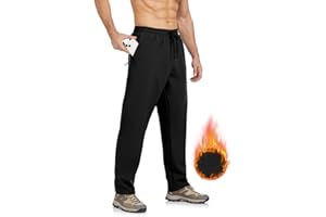 BondiTrekk Men's Fleece Lined Pants Winter Athletic Workout Running Sweatpants Zipper Pockets Water Resistant Warm Joggers