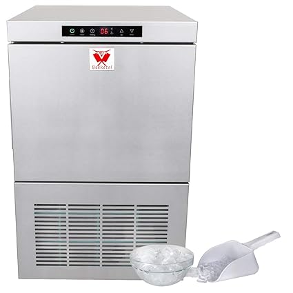 Beeketal 'BEW-20' Profi Gastro Eiswürfelmaschine mit 20 kg pro 24 h Produktionskapazität mit Wasseranschluss, Selbstreinigung