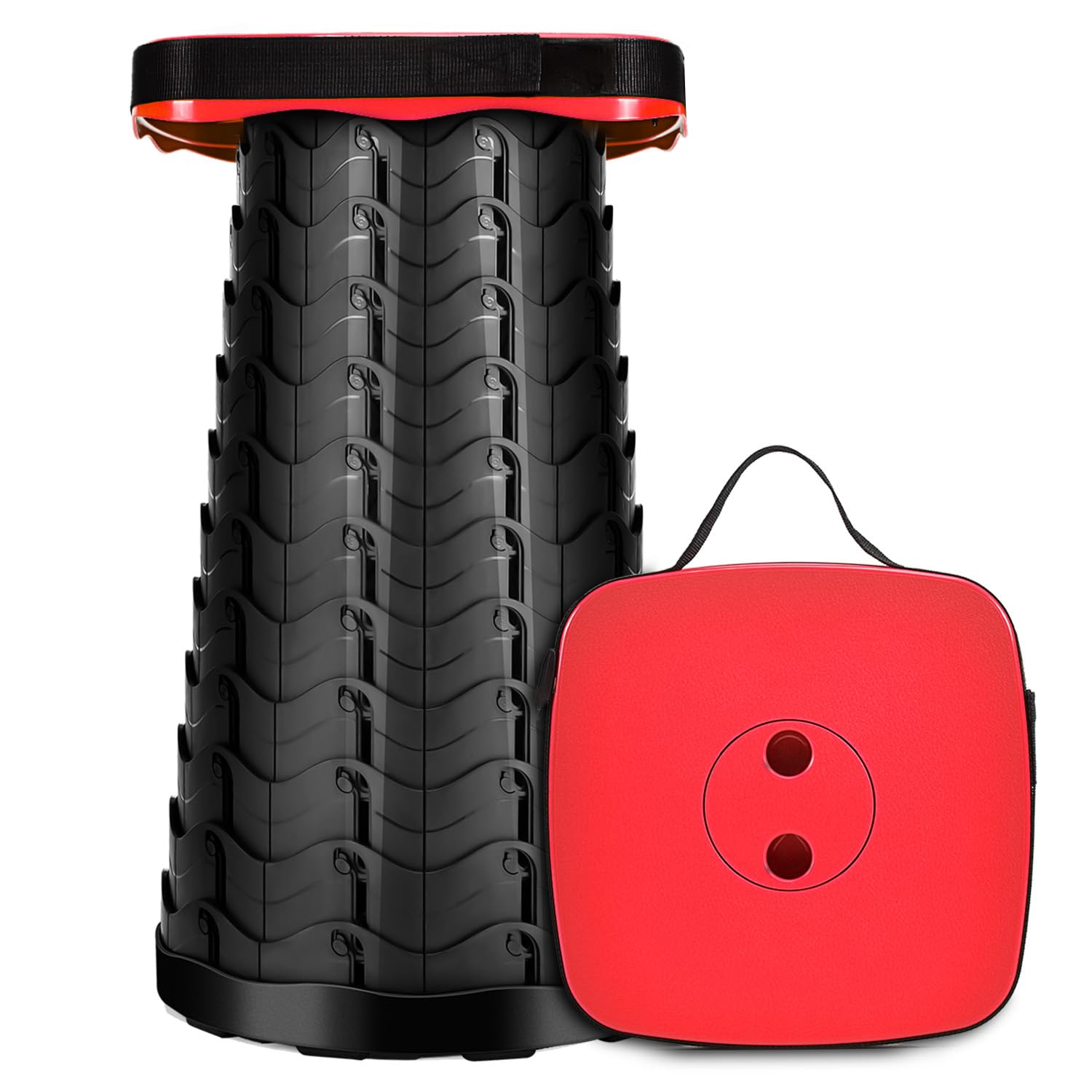 LUXJET Collapsible Stool Portable Load Capacity 484 LB for Camping Fishing Hiking BBQ Outdoors Indoors Kitchen, Lightweight Retractable Plastic Foldable Camping Stool