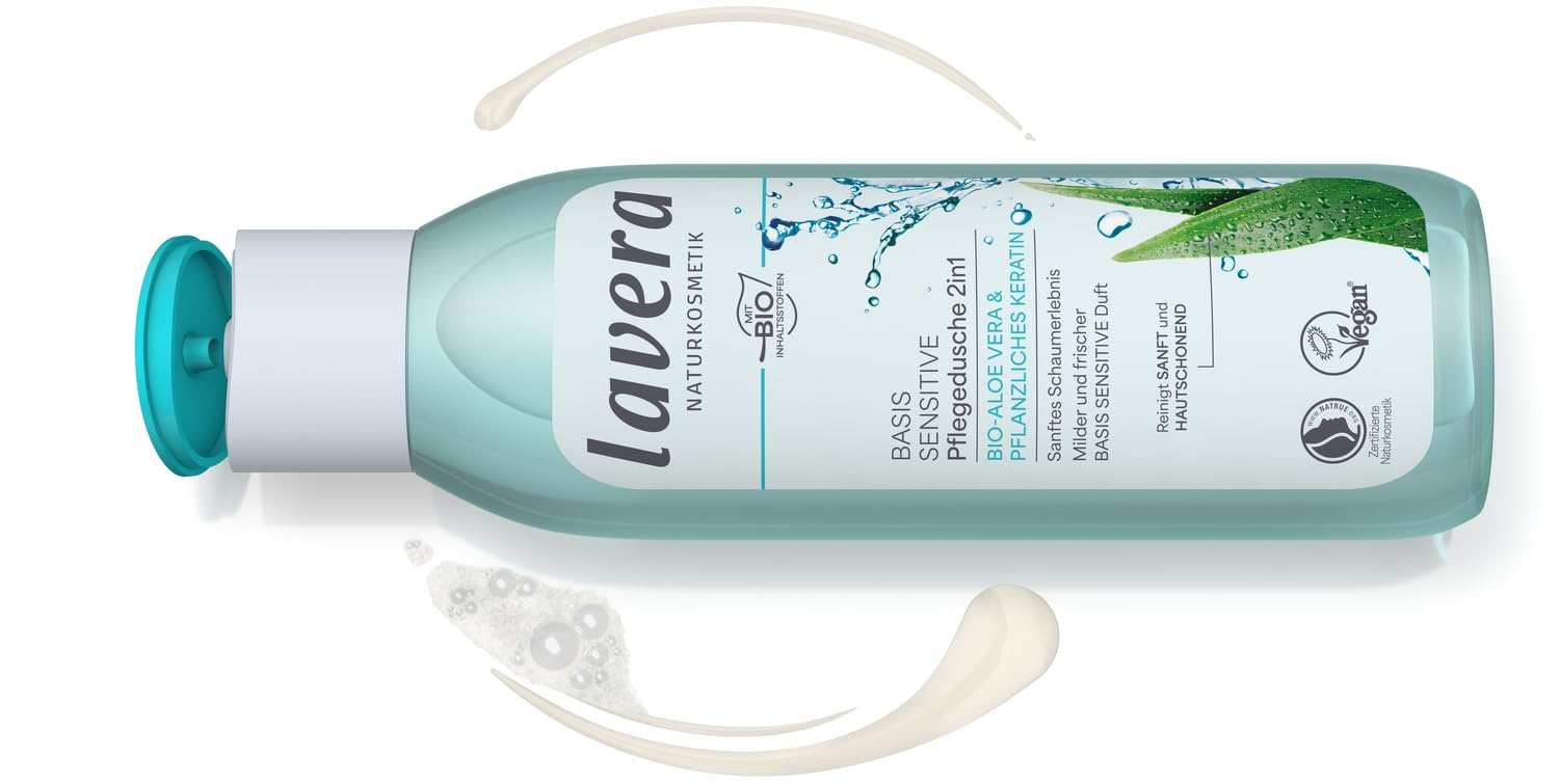 lavera Basis Sensitiv - Pflegedusche 2 in 1 für Haut & Haar - mit Bio Aloe Vera & pflanzlichem Keratin - reinigt ohne auszutrocknen - 250ml 2