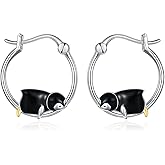 Fox/Pig/Mushroom/Cat Earrings Sterling Silver Cute Hoop Earrings Animal Jewelry Gifts for Women Daughter