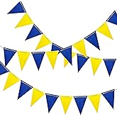 Blue and Yellow Pennant Banner 3 Pack Paper Triangle Flag Hanging for Wedding Birthday Gender Reveal Baby Shower Halloween Family Party Decoration(36pcs Triangle Flag)