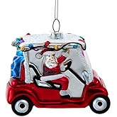 Kurt Adler Glass Santa in Golf Cart Ornament