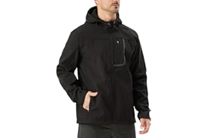 SNOTEK Men's Softshell Windbreaker Jacket Waterproof Fleece Lined Lightweight Hooded Spring Running Jacket Men