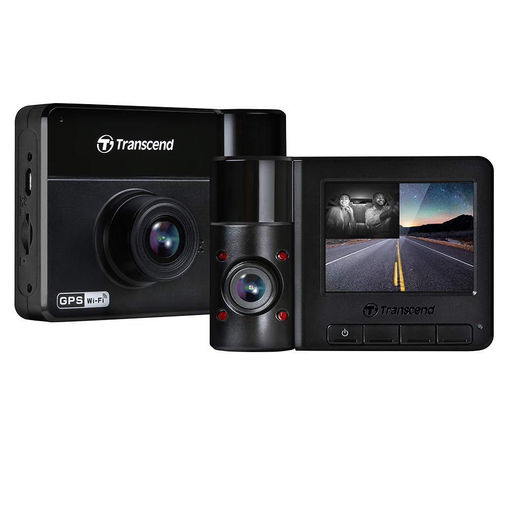 Transcend DrivePro 550 Front & Interior Dash Cam with 64GB microSD, Full HD 1080p, Infrared Interior Night Vision, GPS, Wi-Fi App & Emergency Recording TS-DP550B-64G