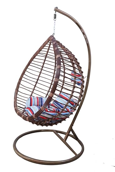 HK Furniture Comfy Outdoor Hanging Swing Chair with Stand - (Brown)