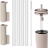 Straw Accessories Set for Brümate Era 40oz Tumbler, Including 2 Silicone Straw Covers 4 Reusable Straw Replacements 1 Straw Cleaner Brush 40oz Tumbler Straw Accessories BPA Free (Sand)