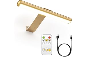 Olafus Wireless Picture Light Rechargeable Battery Operated, Remote Control Painting Lamp with Removable Tube, Infinitely Dimmable, Timer, Photo Frame Art Light, Gallery Display Wall Light, Gold