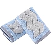 Absnuopt Zig Zag Striped Blue Hand Towel Set of 2 Chevron Pattern Design Decorative Hand Towel for Bathroom Ultra Soft 100% Cotton Absorbent Lightweight for Home Kitchen 13" X 29"
