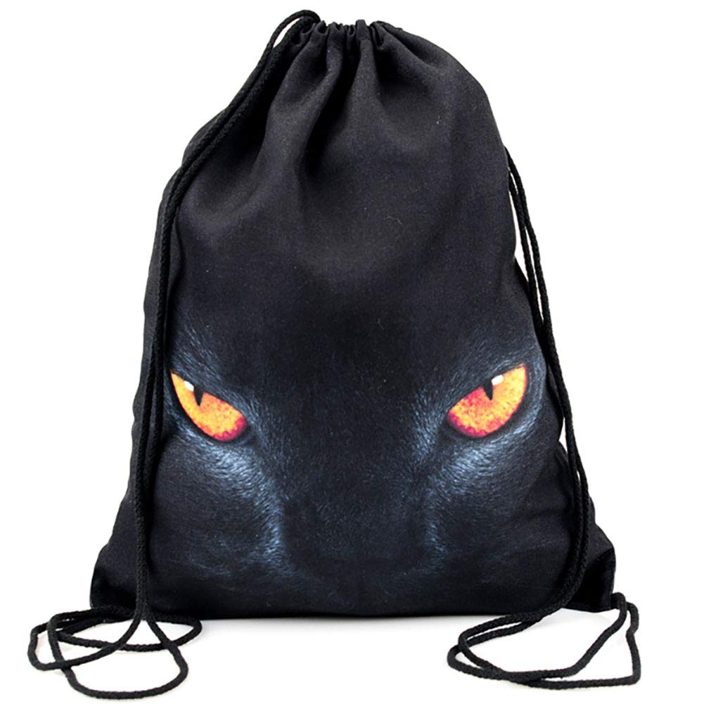 PREMYO Drawstring Gym Bag Backpack Quote Print Puma Rucksack for School Sports Travel Women Children Birthday Present