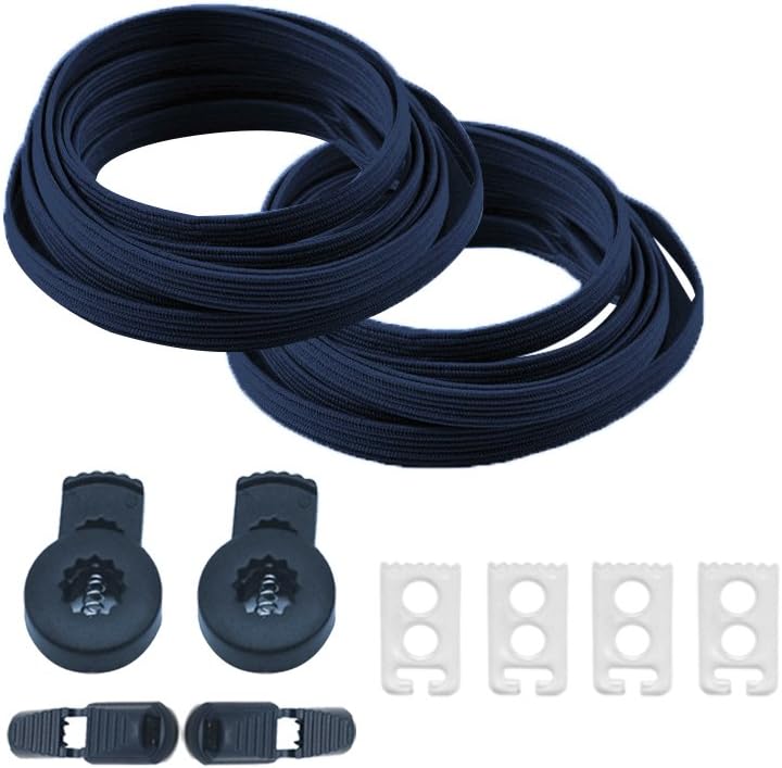 QIUQUEEN Elastic No Tie Shoelaces for Adults and Kids Two Types of Locks - Fit All Shoes
