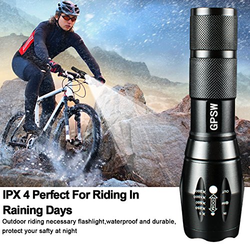 Tactical Flashlight , Waterproof LED Flashlights Outdoor Lighting Torch Portable Zoomable Home Emergency Adjustable Focus Power for Outdoor Camping Hiking Biking ( 2 Pack )