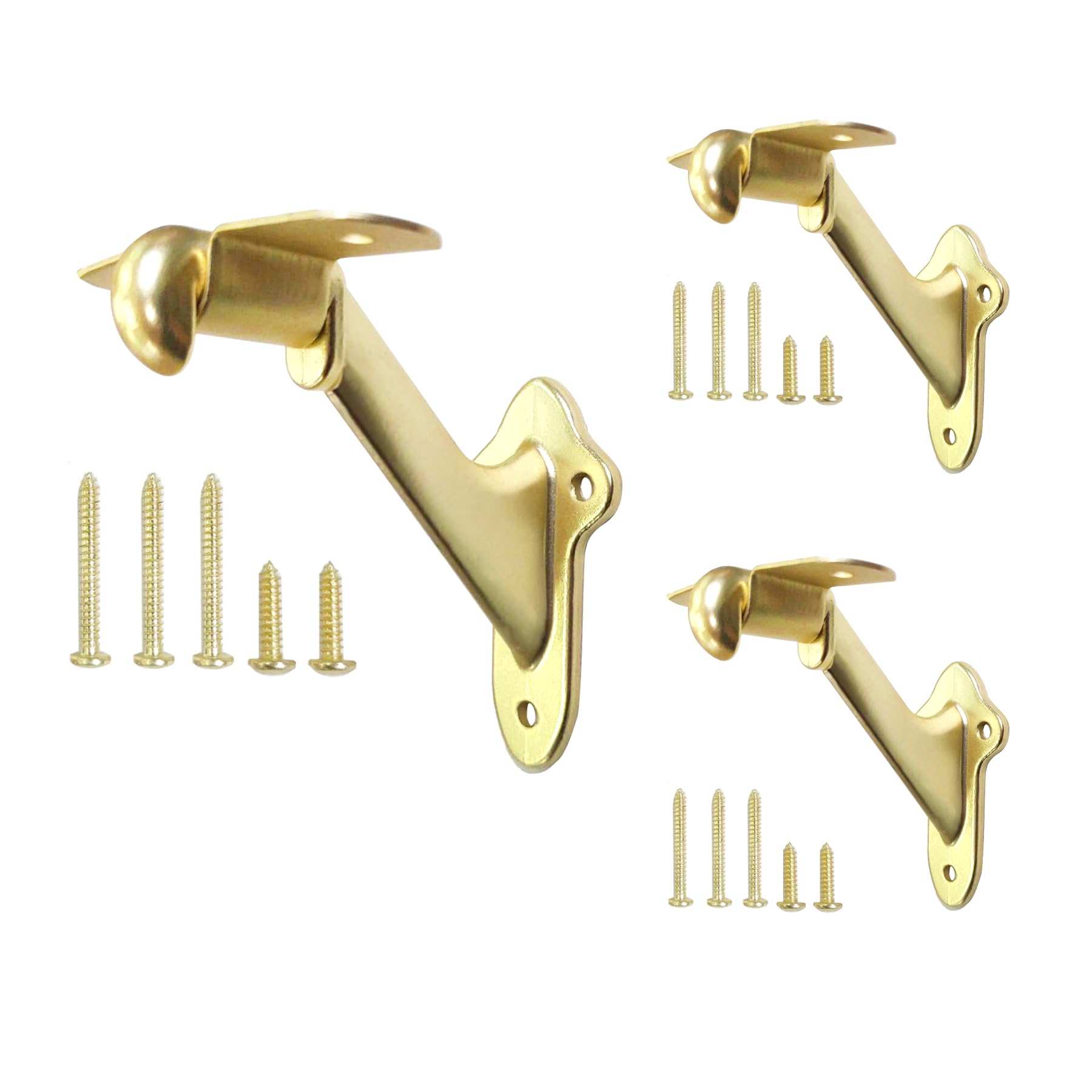 Photo 1 of Stair Handrail Brackets Wooden Railing Support Champagne Brass, 3 Pack | HOWTOOL
