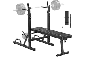 BEKING Weight Bench with Rack, Adjustable Workout Bench With Barbell Rack,Folding Bench Press Rack Stand, Multi-Function Strength Training Home Gym