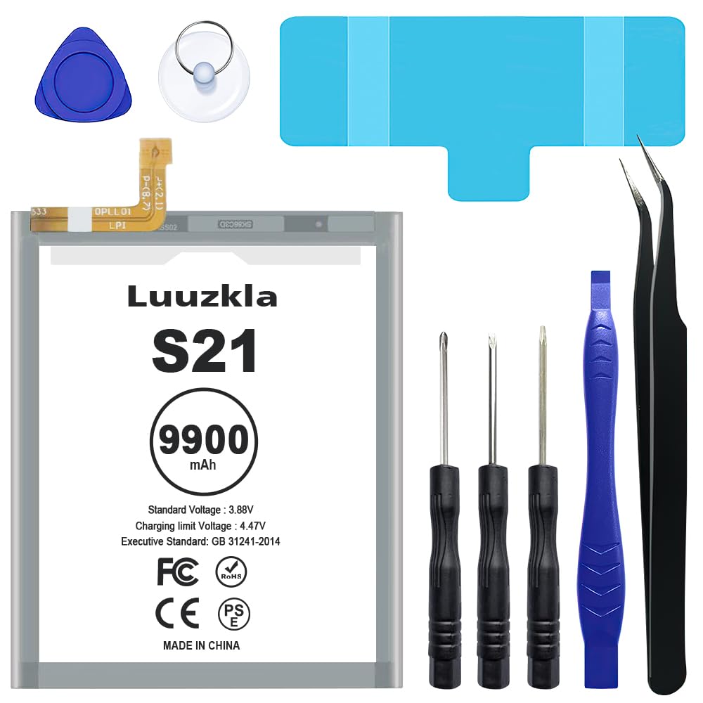 Luuzkla 9900mAh Battery Compatible with Galaxy S21 (New Upgrade), Super Capacity Replacement Battery Compatible with Galaxy S21 SM-G991U1 SM-G991F EB-BG991ABY with Ful Kits
