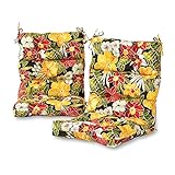 Greendale Home Fashions Outdoor High Back Chair Cushion (set of 2), Aloha Black