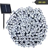 Solar String Lights RockBirds 72ft 22m 200 LED Certified by FCC and Rohs, Outdoor String Lights Waterproof IP65 Decorative Lights for Halloween, Wedding, Outdoor, Homes, Party (White)