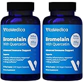 VitaMedica Bromelain & Quercetin Supplement - 500mg Bromelain 250mg Quercetin - 2400 GDU for Immunity, Joint Support, Inflammation and Muscle Recovery - 60 Vegan Capsules - 30 Servings (2 Pack)