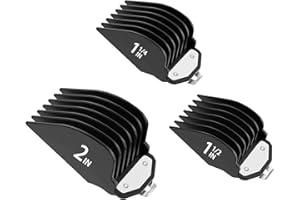 ZERIKA Clipper Guards for Wahl, Hair Clipper Attachments Set 10 12 16 with Metal Clip, 3 Cutting Lengths 1.25 inch/1.5 inch/2 inch, Premium Large Trimmer Combs Fits Most Full Size Wahl Clippers (3PCS, Black)